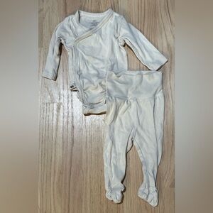 H&M ivory ribbed wrap onesie footed pants set newborn baby nb